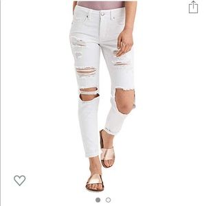 American Eagle White Destroyed Tomgirl Jeans